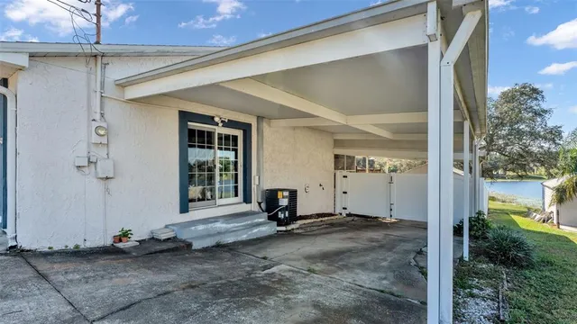 a view of a back yard with porch