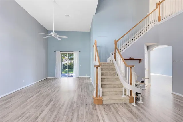 a view of entryway with wooden floor