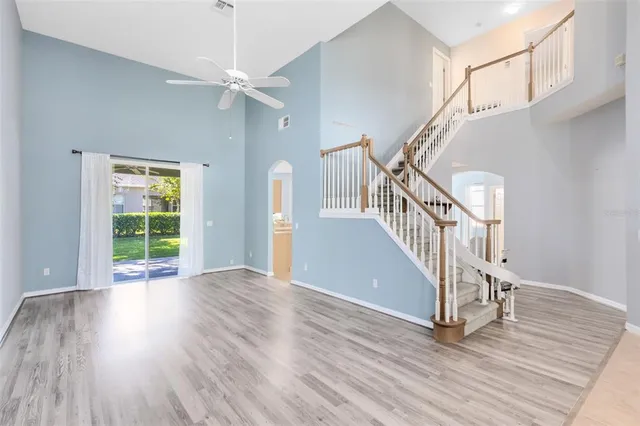 a view of entryway with wooden floor