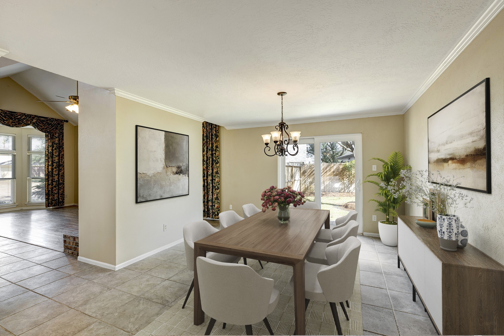 10222 Crooks Way Court Houston, TX 77065 - Photo 4 of 27 Inviting dining room with direct access to the backyard through a convenient exterior french doors. Virtually furnished.