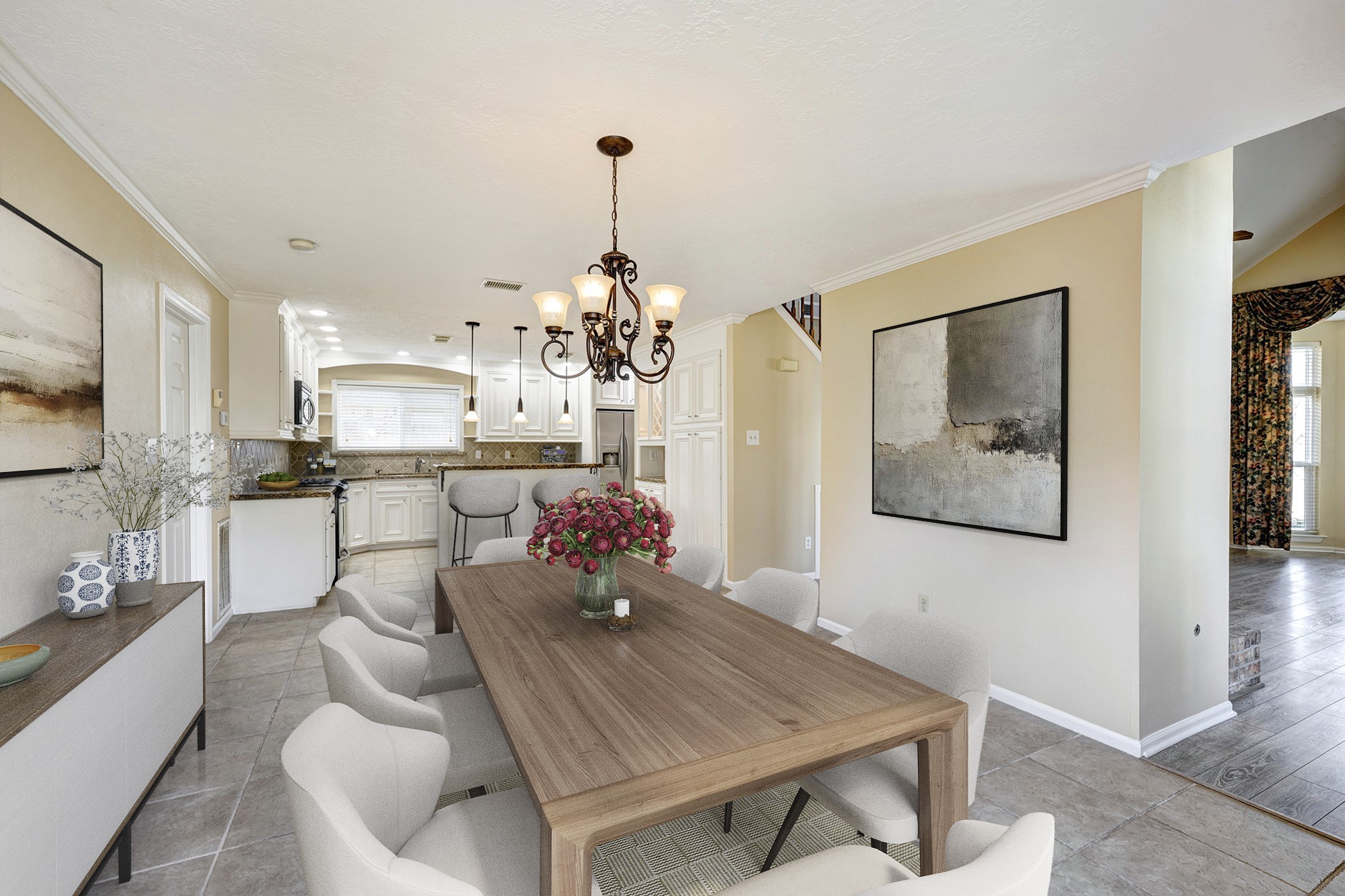 10222 Crooks Way Court Houston, TX 77065 - Photo 5 of 27 Dining Room looking towards the kitchen. Virtually furnished.