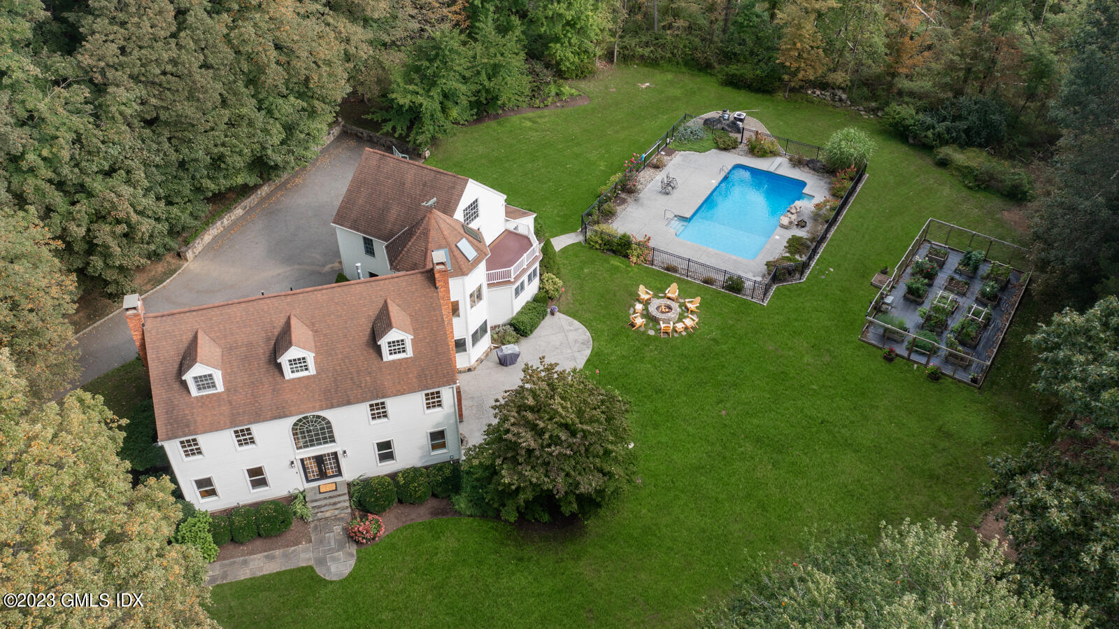 22 Drummer Lane Redding, CT 06896 - Photo 34 of 40 an aerial view of a house with garden space and street view
