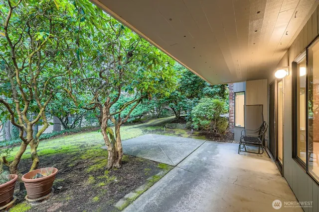 a backyard of a house with lots of green space