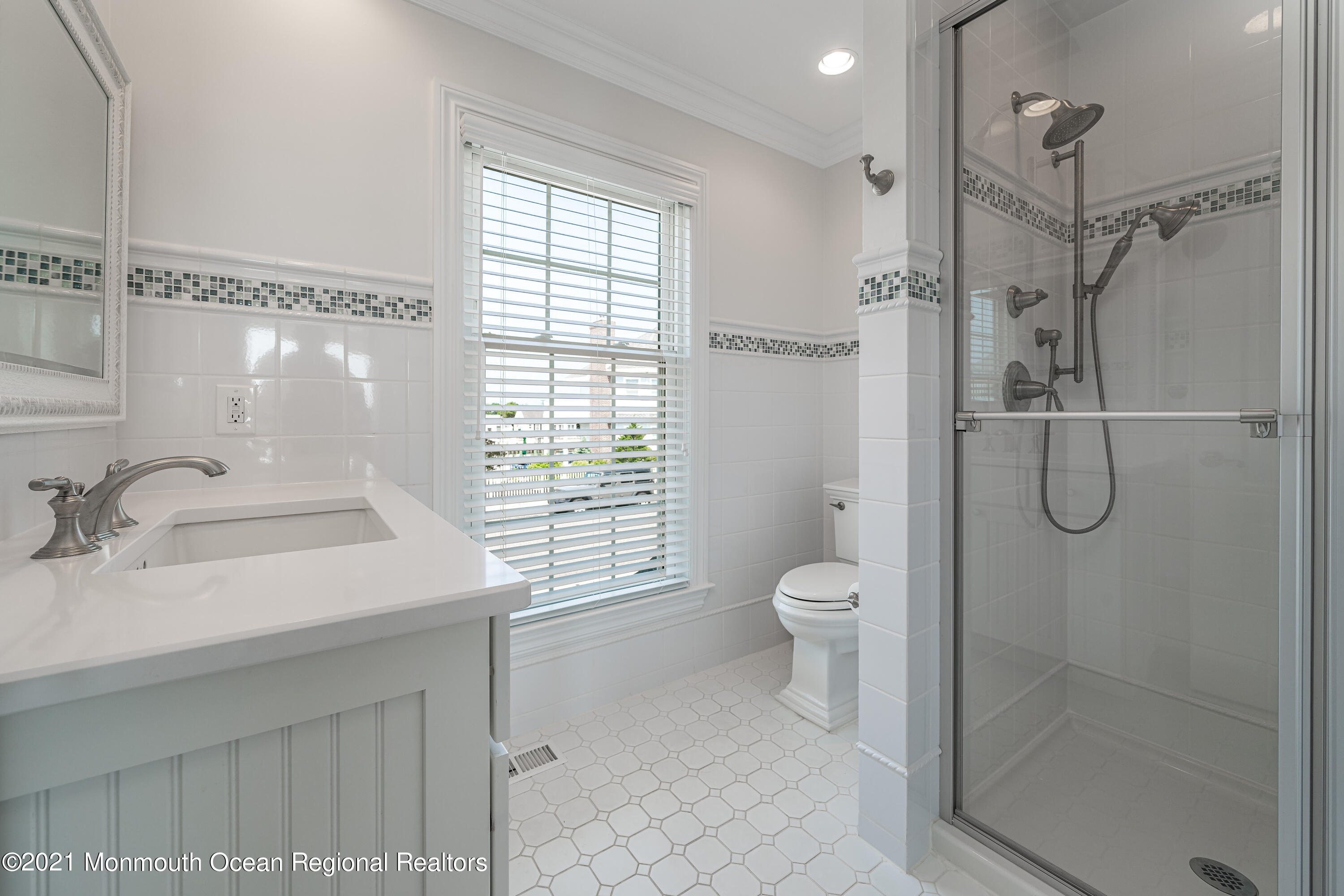 117 Clifton Road Barnegat, NJ 08005 - Photo 12 of 44 a bathroom with a granite countertop sink a toilet and shower