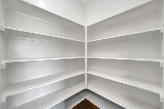 a view of walk in closet with empty racks