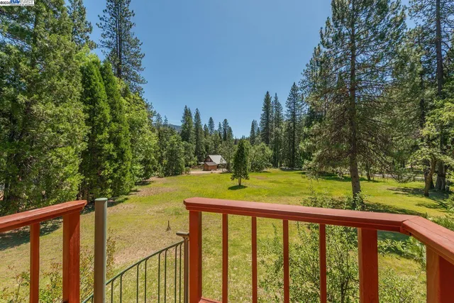 a view of a swimming pool with a yard