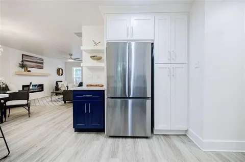 a view of small space with racks on the wall