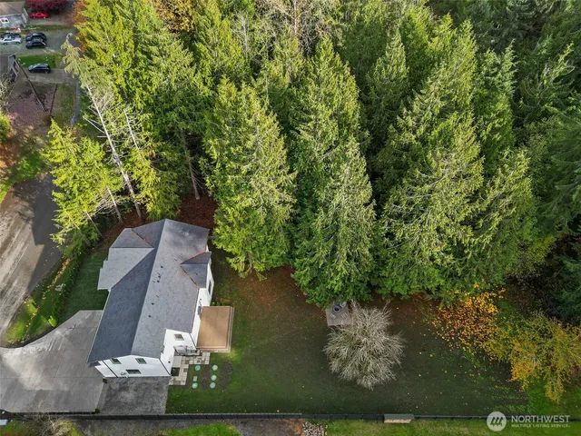 a view of a garden with a bench