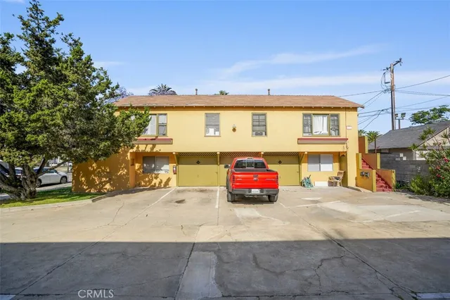 a car parked in front of a house