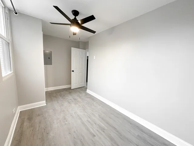 a view of a yard with an trees