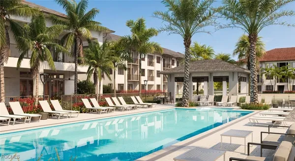 a view of a swimming pool with a patio
