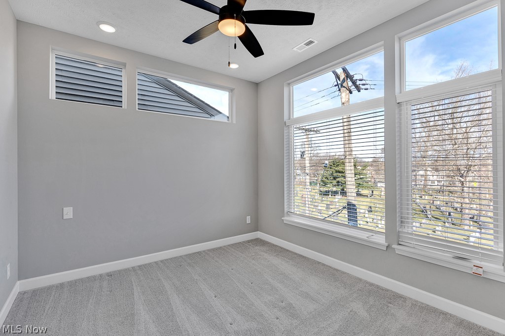 3601 Bailey Avenue Cleveland, OH 44113 - Photo 17 of 22 Spare room with plenty of natural light, ceiling fan, and light colored carpet