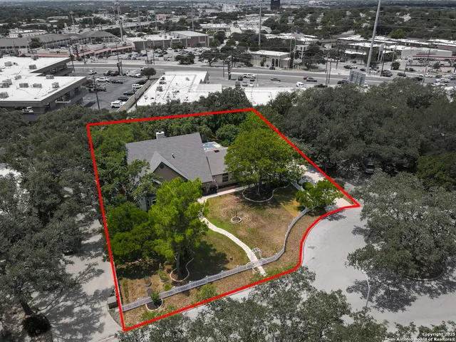 an aerial view of a house