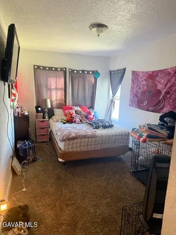 a bedroom with a bed and a tv