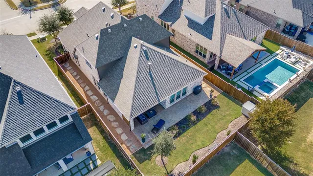 an aerial view of a house