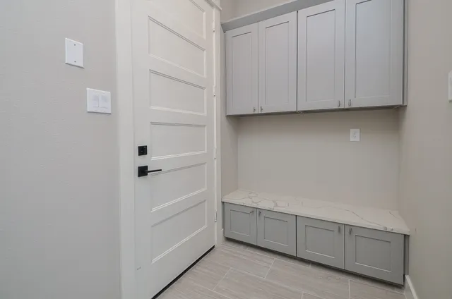 a view of an empty walk in closet