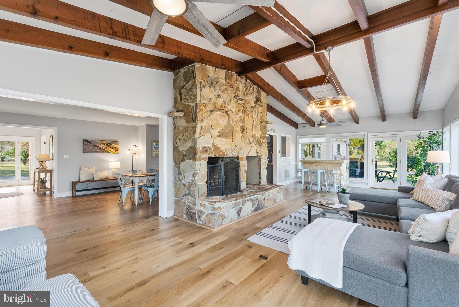 25500 Chance Farm Road St. Michaels, MD 21663 - Photo 12 of 43 Living Room - Stunning Stone Fireplace