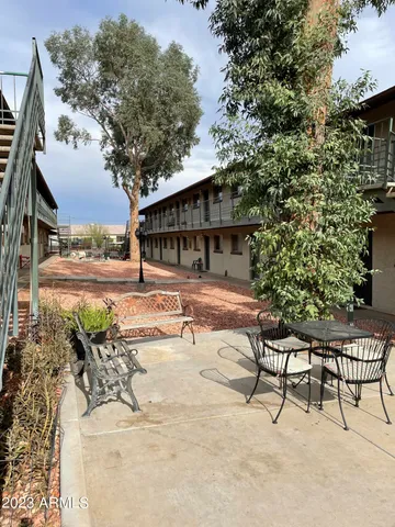 a view of a wooden door