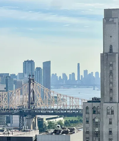 a city view with tall buildings
