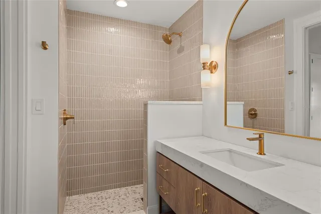 a white bath tub sitting in a bathroom