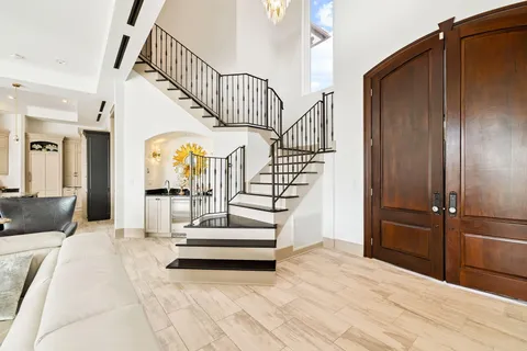 a view of a building with a yard