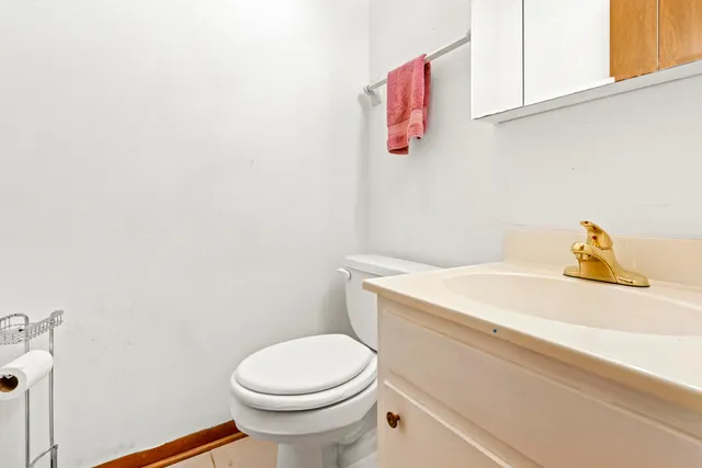 an aerial view of a house with a garden