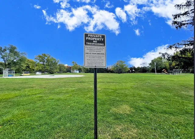 a view of a city with lush green forest