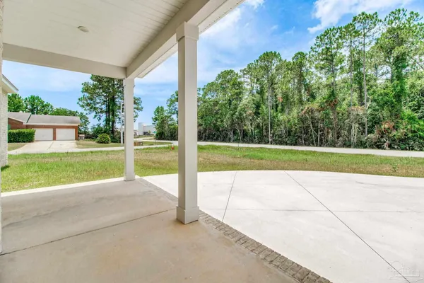 a view of a garden with potted plants
