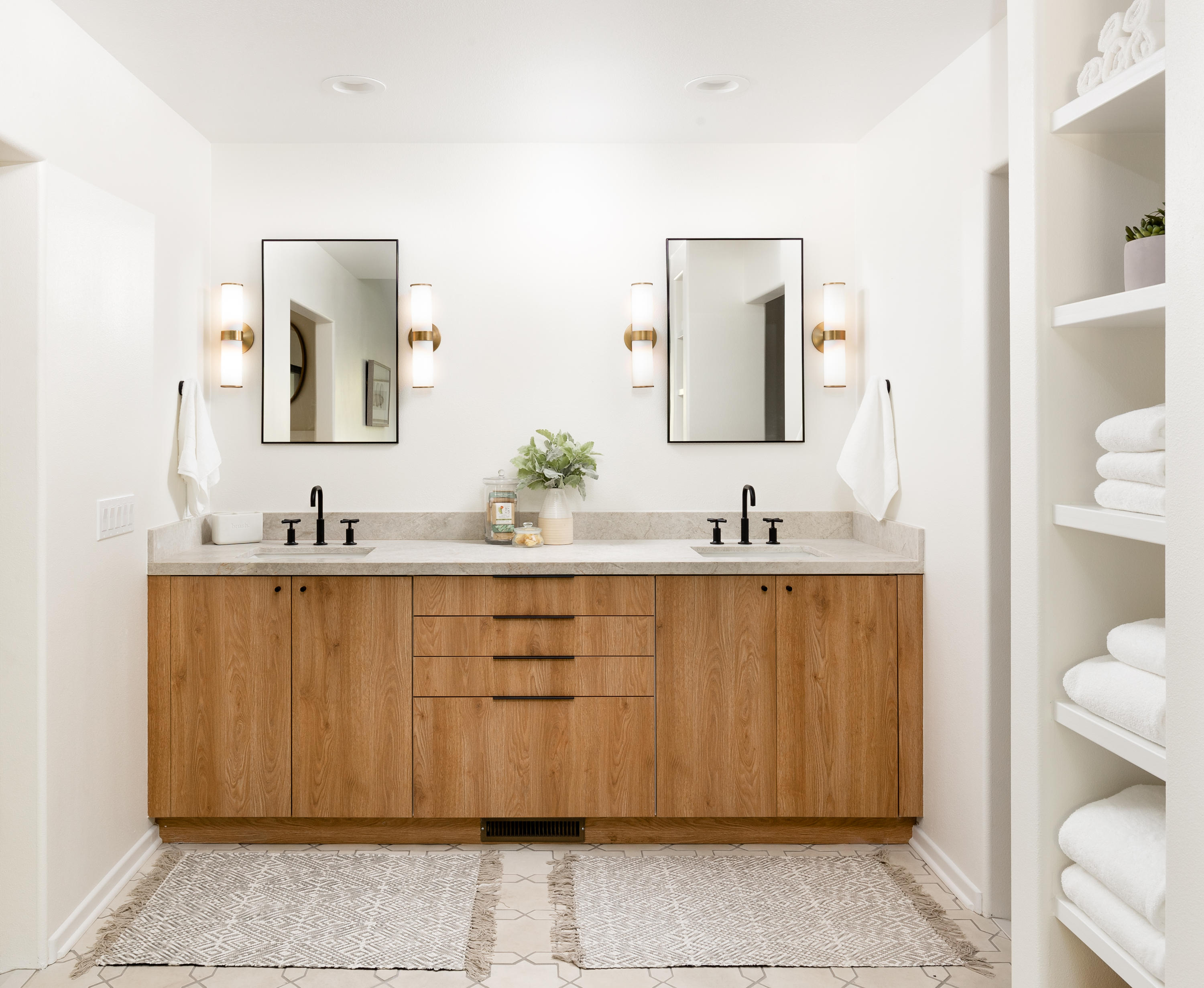 4671 La Espada Drive Santa Barbara, CA 93111 - Photo 16 of 37 a bathroom with a double vanity sink mirror and