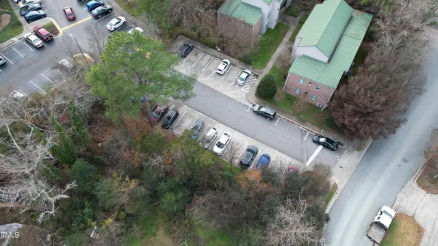 an aerial view of a house