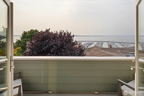 a view of sky from a balcony