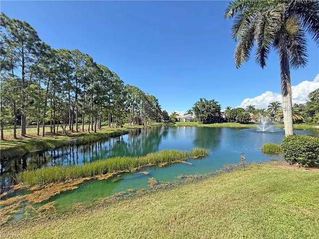 a garden view with a seating space