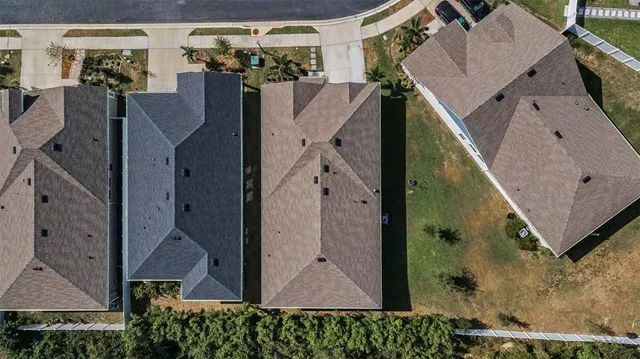 an aerial view of a house