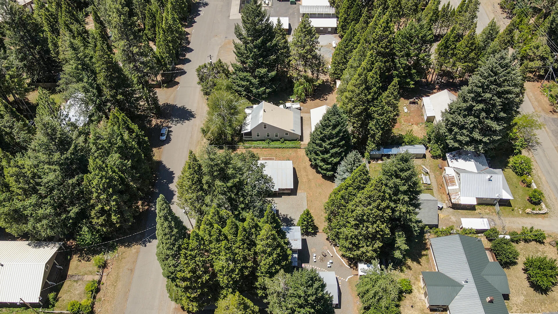 111 Scott Trinity Center Trinity Center, CA 96091 - Photo 22 of 46 an aerial view of residential house with outdoor space and trees all around