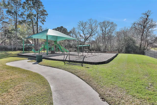 a view of a park with slide