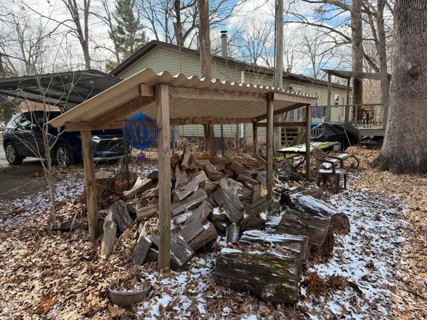 a view of a house with a patio