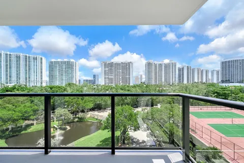 a view of a balcony with an outdoor space