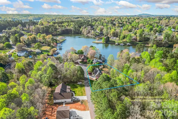 a view of a lake with a city