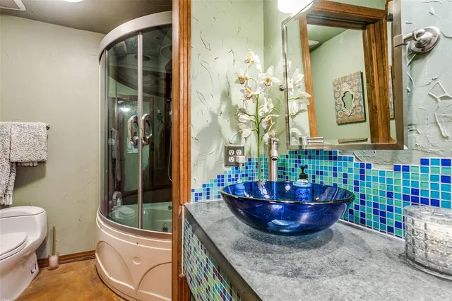 a room with a table and chairs