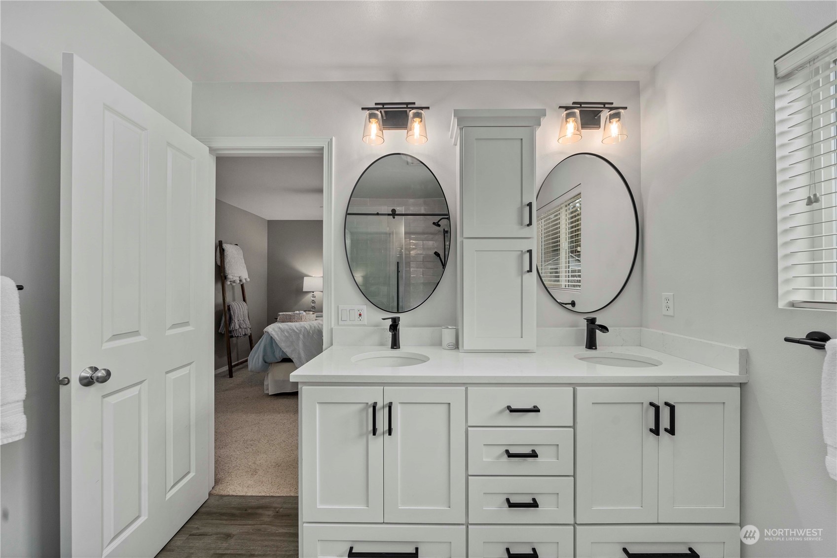 28002 Maple Ridge Way Southeast Maple Valley, WA 98038 - Photo 18 of 33 a bathroom with a granite countertop double vanity sink and mirror
