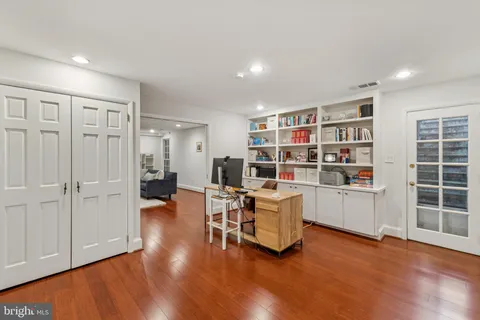 a view of a livingroom with furniture and wooden floor