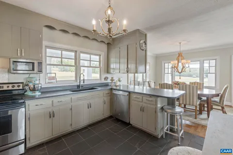 a bedroom with a bed and a table in it