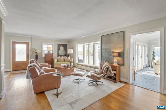 a view of a lake with a yard