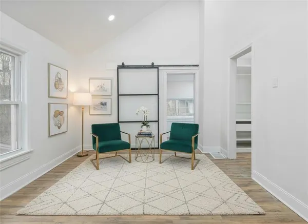 a living room with furniture