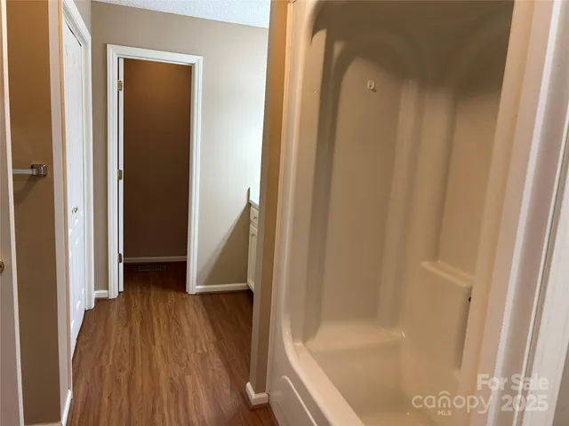 a bathroom with a bathtub