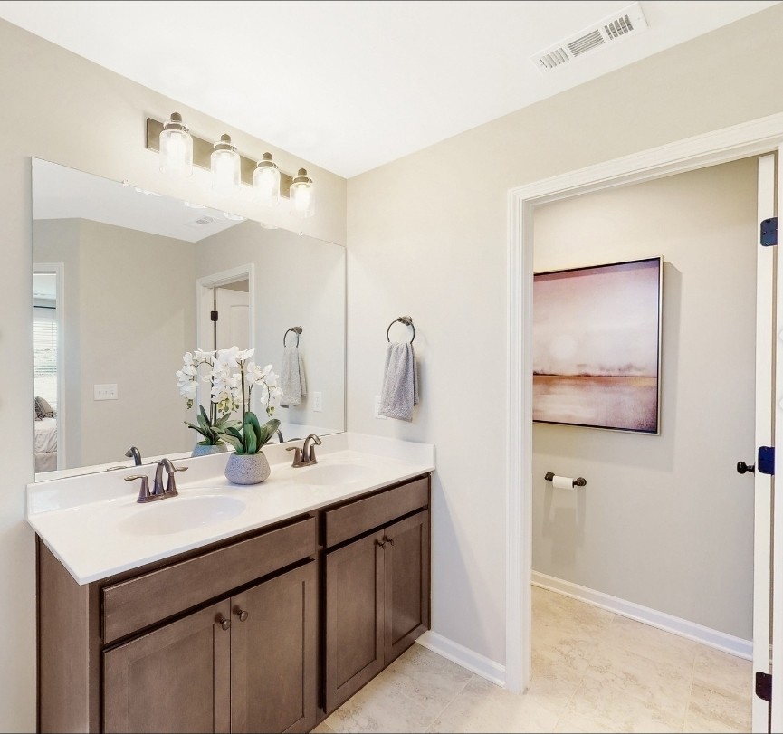 168 Millbrook Drive Spring Hill, TN 37174 - Photo 7 of 13 a bathroom with a double vanity sink and a mirror