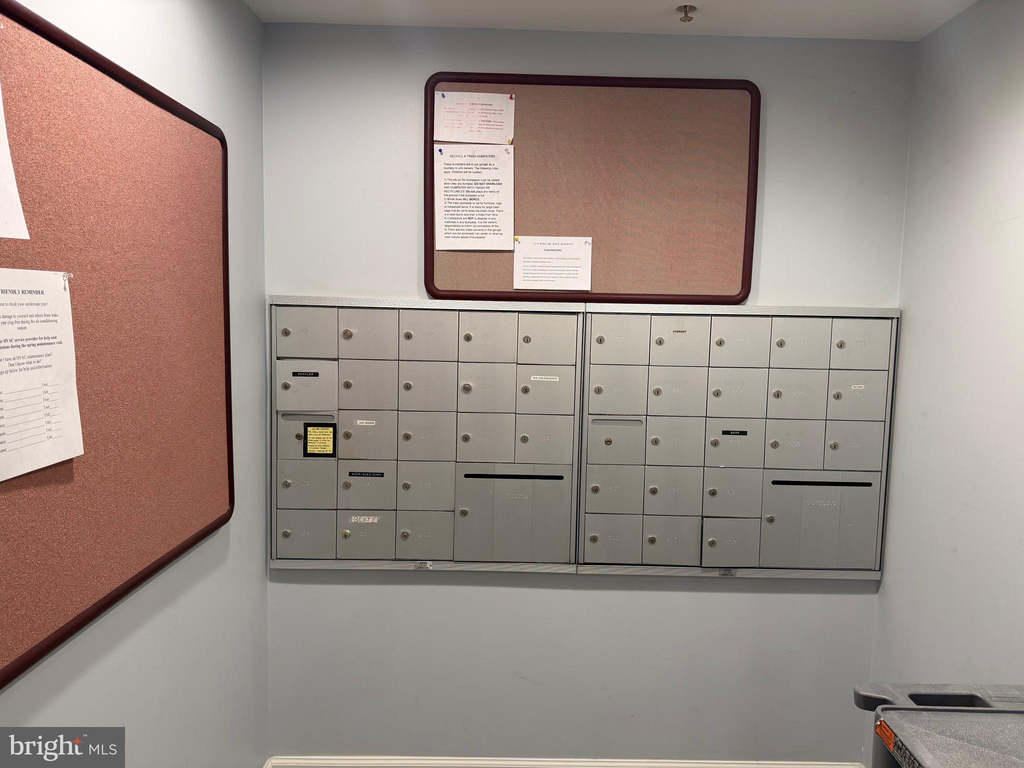 Mail room to retrieve mail and delivered packages