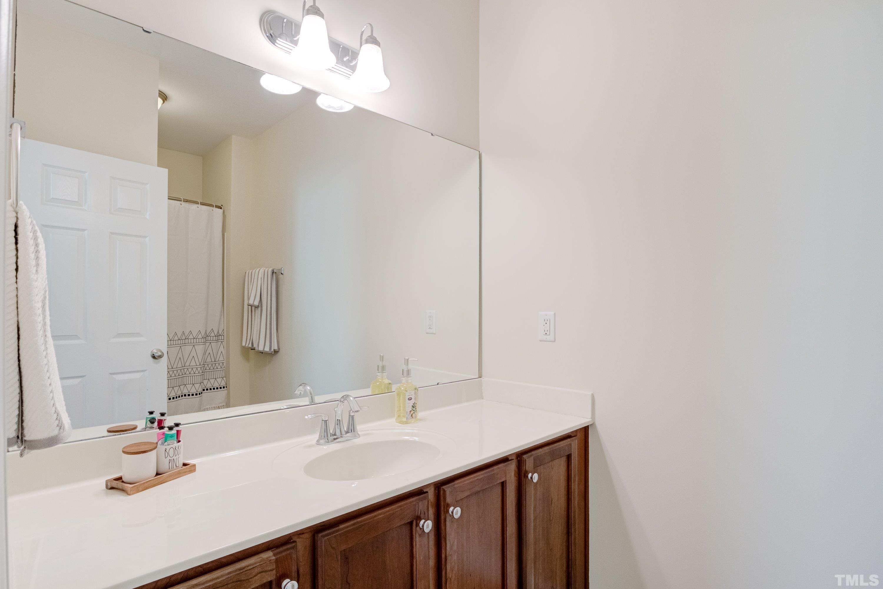 1016 Chapanoke Road Raleigh, NC 27603 - Photo 36 of 49 a bathroom with a sink vanity and a mirror