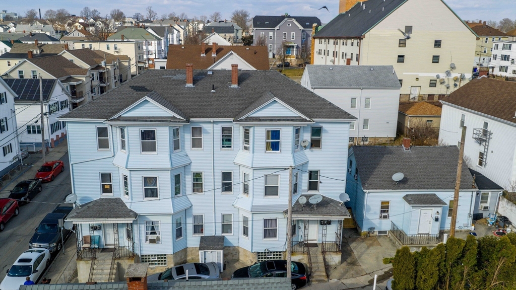 an aerial view of multiple houses