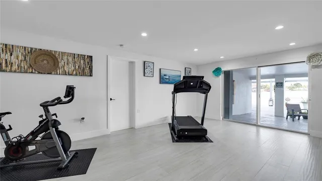 a view of a room with gym equipment